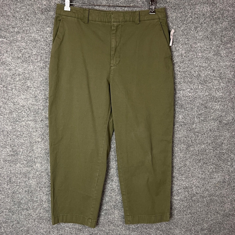 NEW GAP Straight Up Khaki Petite Pants Olive‎ Green Size 10